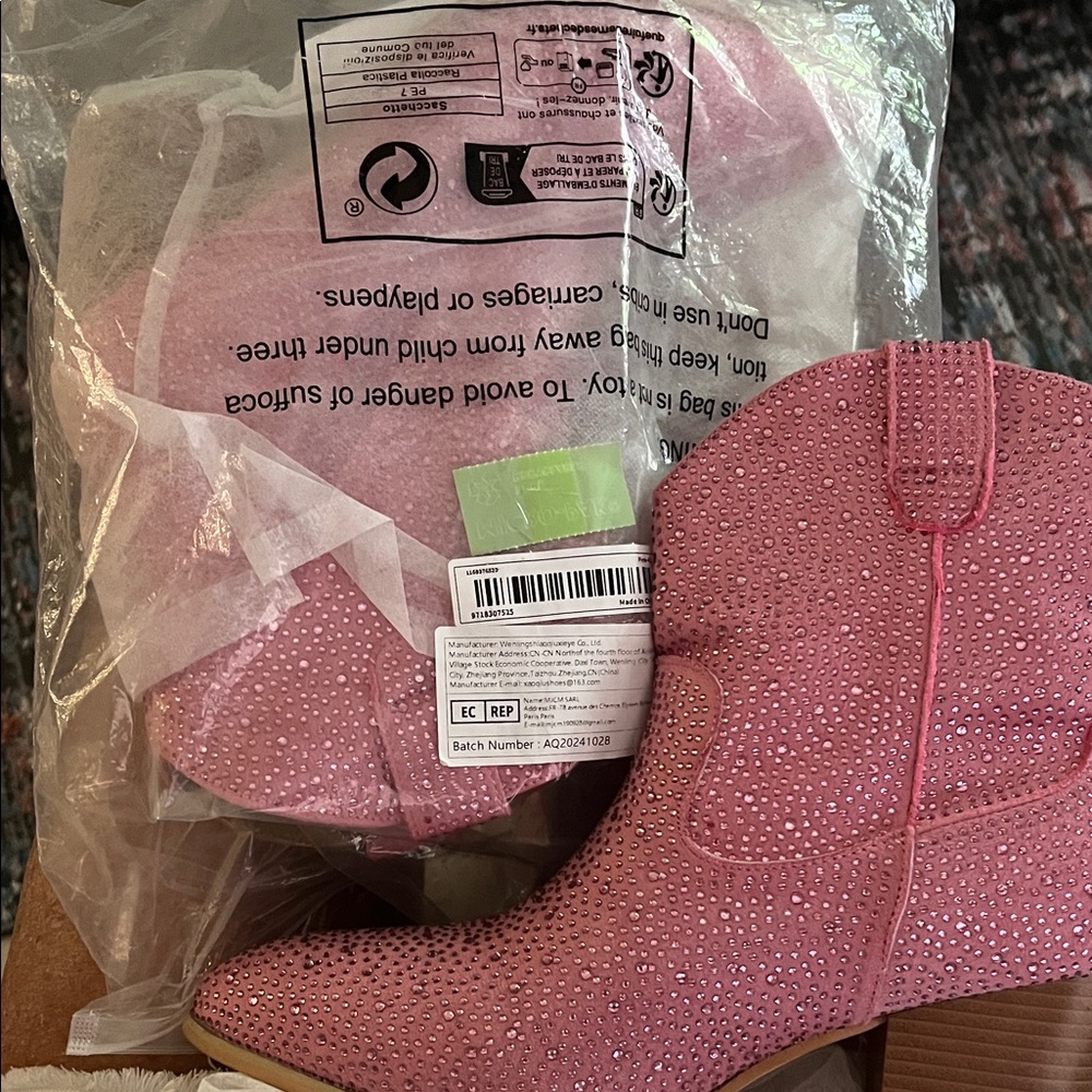 Pink Rhinestone Ankle Boots